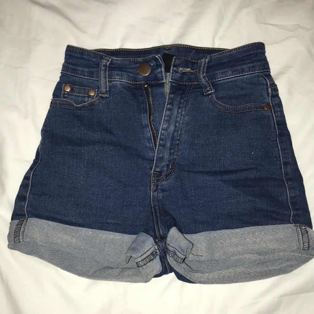 High Waisted Dark Washed Jean Shorts